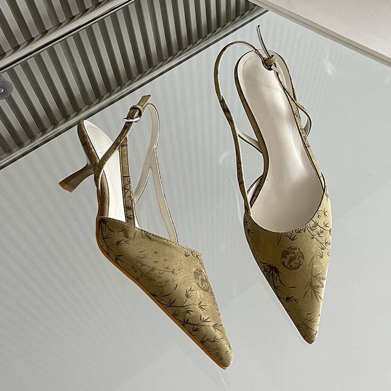 Fashion Big Size 43 Fashion Pointed Toe Ladies Thin Heels Sandals Shoes Female Shallow Footwear Elegant Women Heeled Sandals Shoes