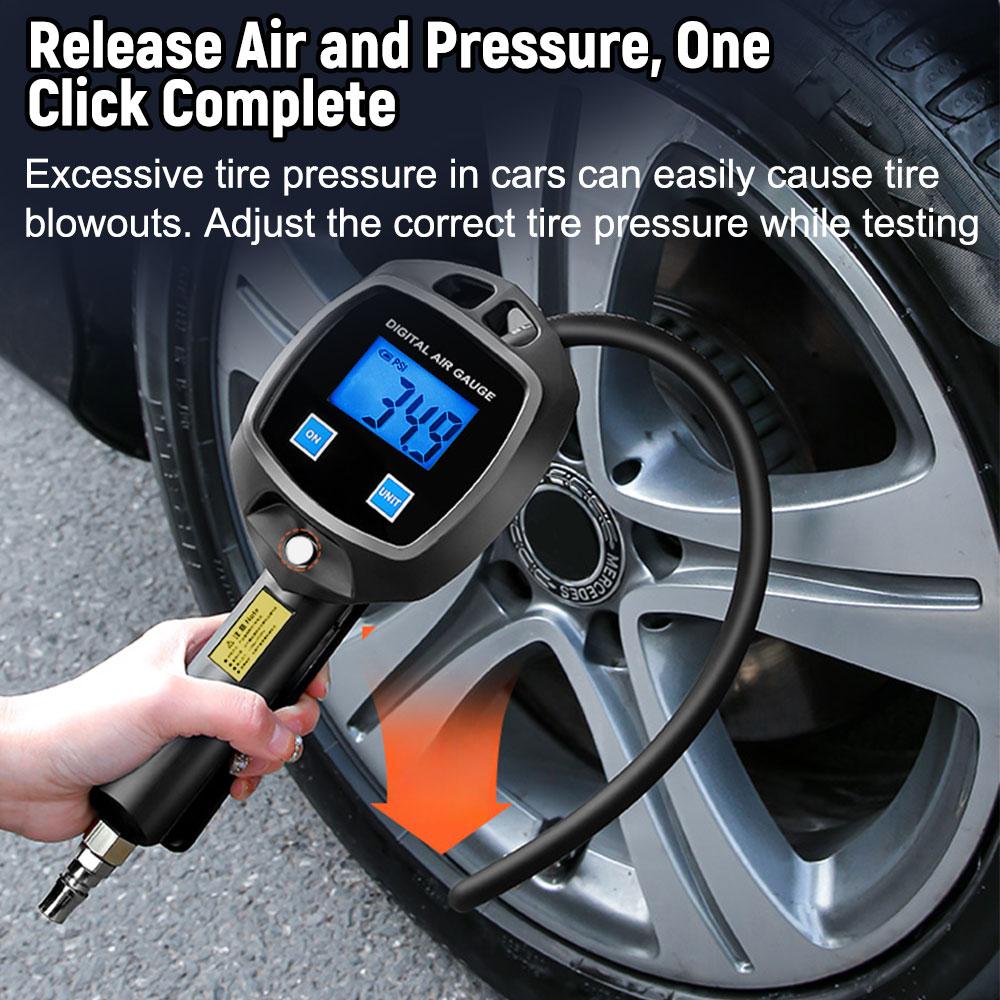 Car Tire Pressure Gauge Digital Display With Inflator Hose High-precision Monitoring Inflation Gun Car Tire Manometro Universal