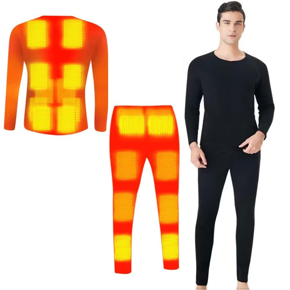 Quantum Electric Heated Underwear Set for Men and 13 Heating 5 Temperature USB Electric Heated Warm Cold Winter A.E. Women, Points, Settings, Powered,