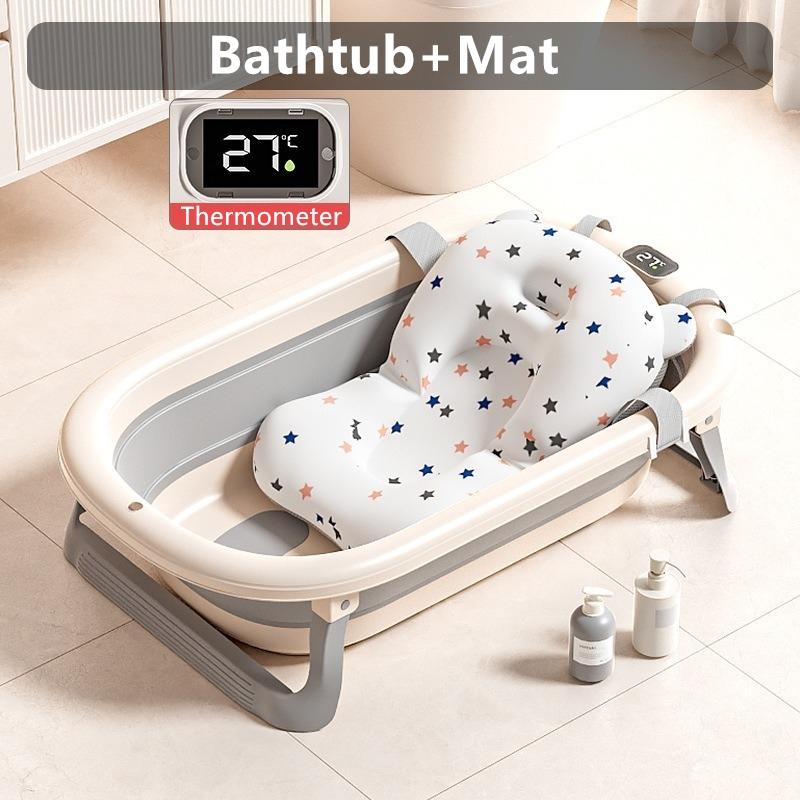 Real time water temperature display Silicone Baby Bathtub Non-Slip Foot Bath Bucket Folding Bathroom