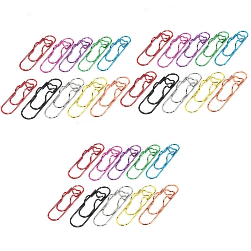 30PCS Fun Offices Supplies Adorable Metal Heart Paper Clips Metal Texture Suitable for Bookmarking and File Sorting