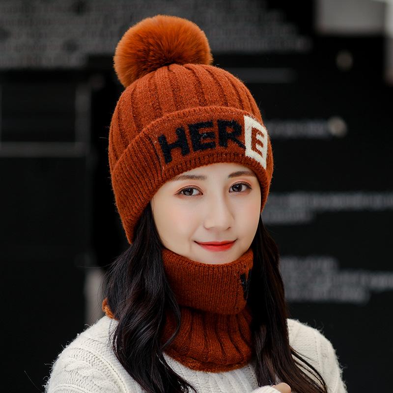 Knitted Hats for Women In Winter Plush and Warm Cotton Hats Fashionable Cycling Knitted Hats Cold Resistant Neckband and Ear Protection Hats