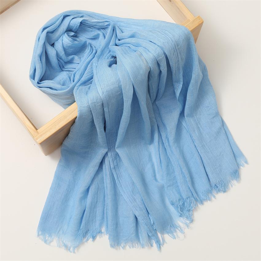 Foreign Trade Silk Scarf Cotton And Linen Headscarf Women'S Spring And Summer Solid Color Japanese And Korean Scarf Sun Protection Warm Shawl Hair