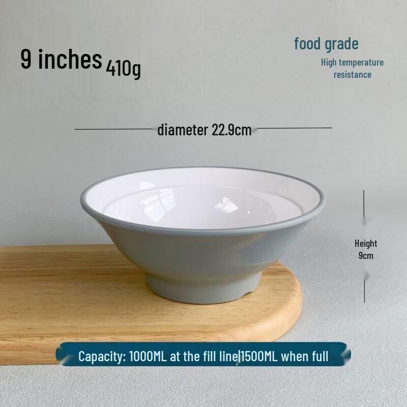 Thickened Melamine Two-Tone Pedestal Ramen Bowl