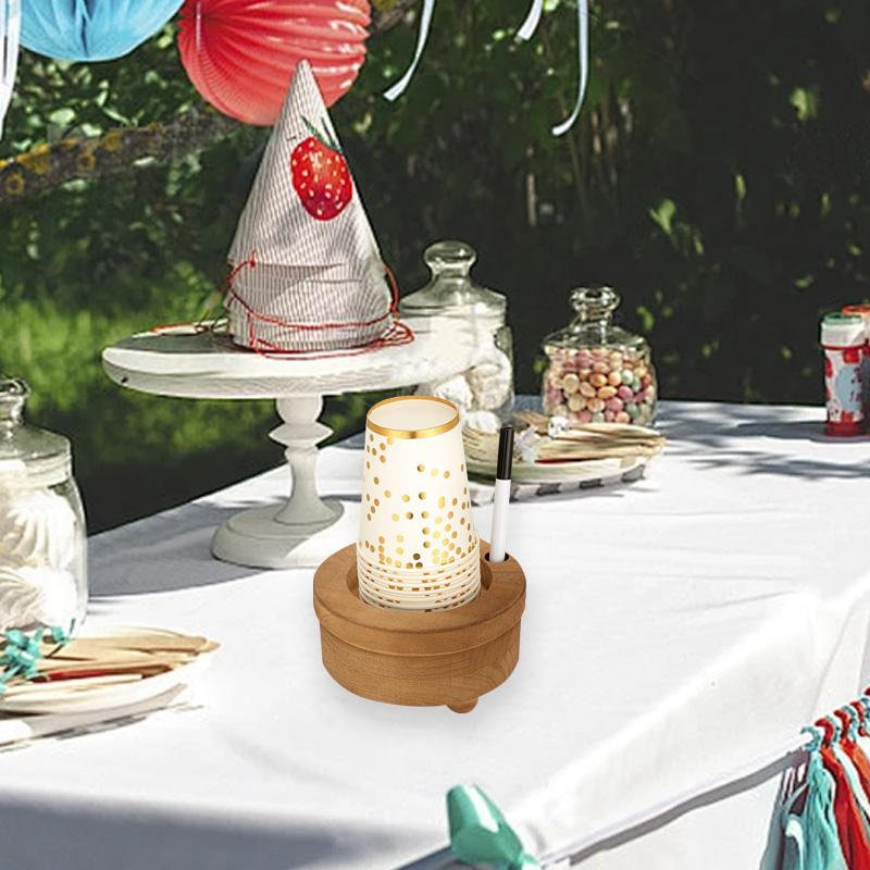 1Pc Candle Holder Base Wood With Pen Holder Storage Rack Ins Style Disposable Water Cup Cup Holder Candlestick