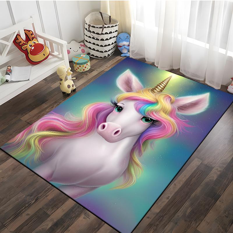 3D Cartoon Pattern Unicorn Rug Large Game Carpet Area for Living Room Kid Bedroom Sofa Kitchen Decorate Child Non slip Floor Mat