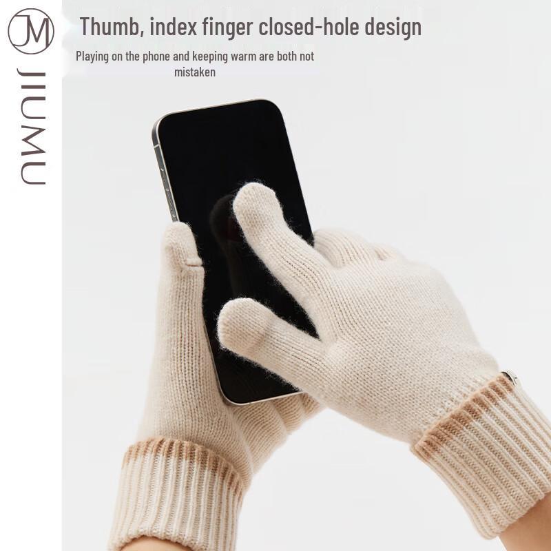 JIUMU Women's Thickened Sheep Wool Winter Gloves