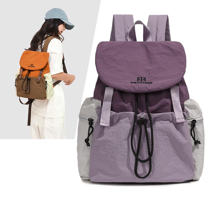 Travel Outdoor Leisure Backpack Student Lightweight School Bag Female Commuter College Wind ins Wind Contrast Color Hiking Backpack