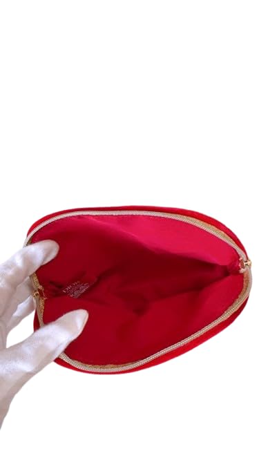 Dior Christian Dior Dior Red Pouch Velvet Cosmetic Pouch Novelty Pouch Logo [Used]
