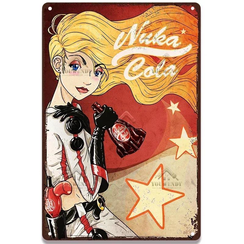 Nuka Cola Drink Posters Metal Sign - Ultimate Wall Decor for Pub Gaming Vibes, Retro Game-Themed Metal Art