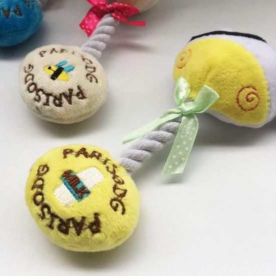 Interactive Plush Dog Toy Squeaky Stuffed Animal Dog Chew Toy Cotton Rope Tug of War Toy for Dogs Teeth Cleaning Puppy Teething
