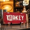 2D Flat - 1pc Vintage "Turkey" Metal Sign - 6x12 Inch, Rustic Aluminum Wall Decor Plaque with Red Background & White Text