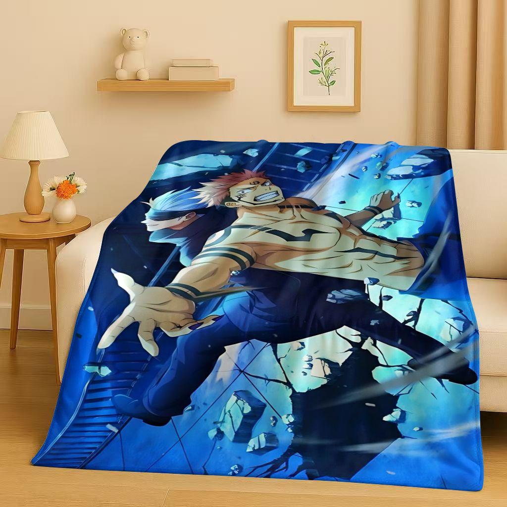 Anime Jujutsu Kaisen Cartoon Itadori Yuj Flanelldecke, Ultraweiche Warme Plüschdecke für Zuhause Schlafzimmer Bett Sofa Abdeckung Kindergeschenk