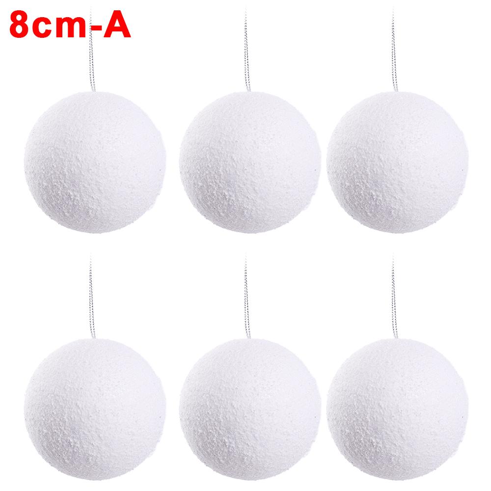 24/6Pcs White Christmas Balls Ornaments Round Foam Balls DIY Xmas Tree Hanging Pendant Ball Home Xmas New Year Party Decorations