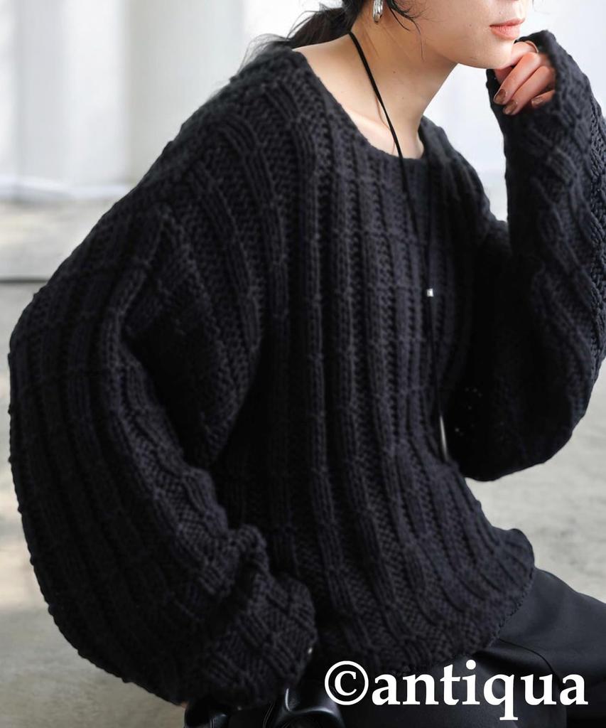 antiqua Long Short One Size Black Women's Low-Gauge Knit, Sleeve, Length, PN-00525, 05,