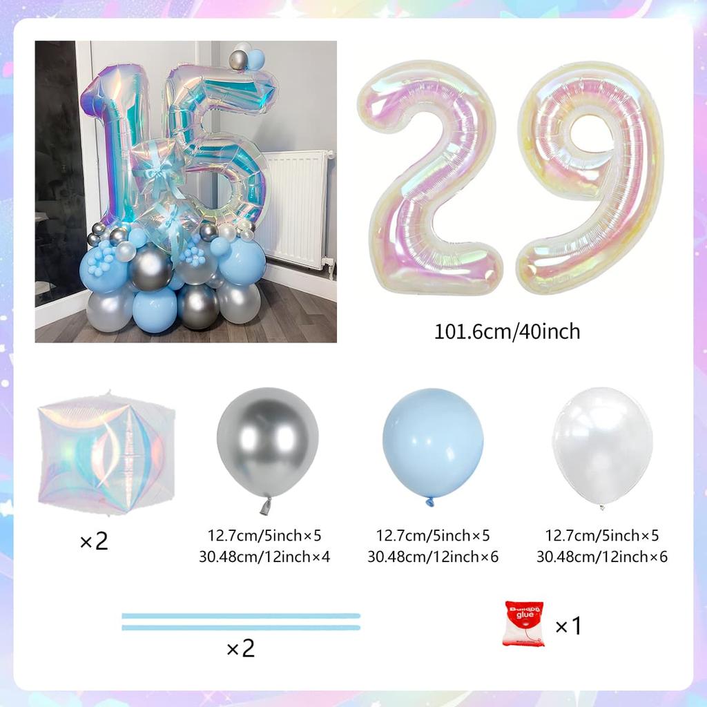 Colorful Rainbow Balloon Set Digital Transparent Colorful Aluminum Film Balloon Commemorative Day Birthday Party Decoration