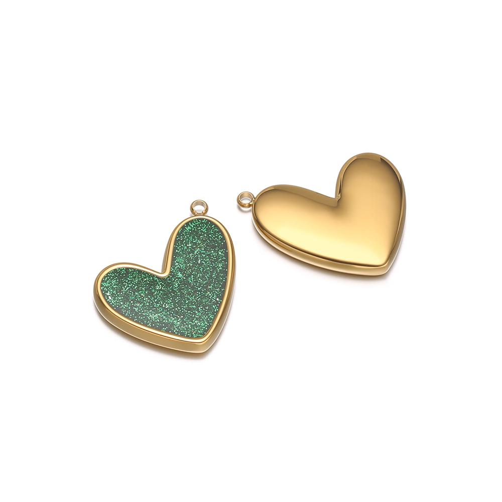 5pcs Stainless Steel Glittering Enamal Heart Charms Pendants for DIY Jewelry Lovers Necklace Findings Couples Bracelets Making