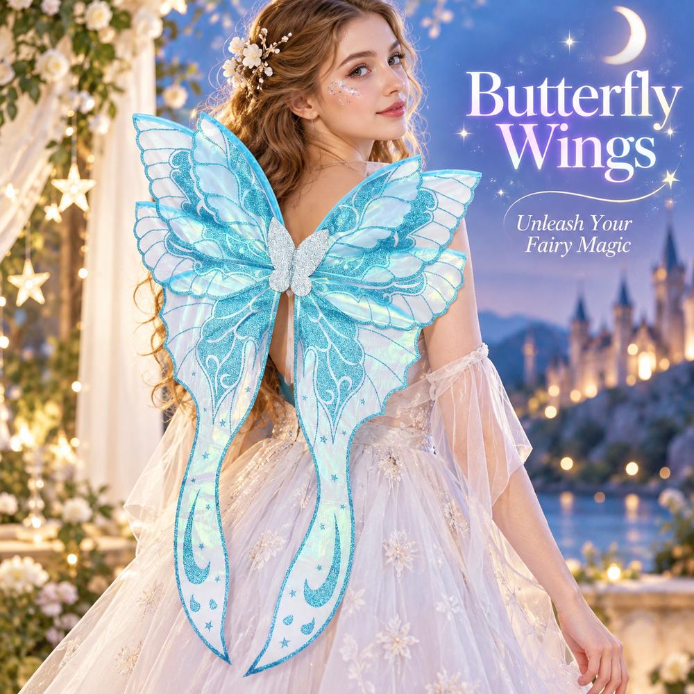 Colorful Butterfly Wings Wearable Angel Wings Magical Elf Cosplay Wing  for Women Girls