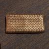 Used BOTTEGA VENETA Intrecciato Long Wallet Brown Gold