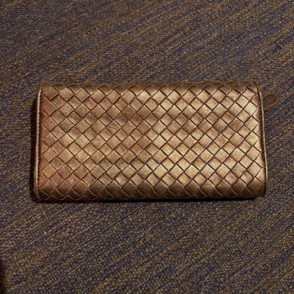Used BOTTEGA VENETA Intrecciato Long Wallet Brown Gold