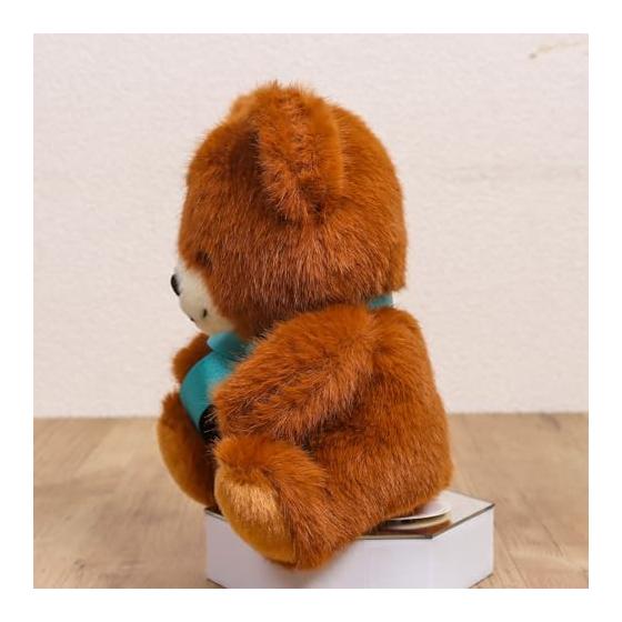 Take-off Plush Bear Popoli Ribbon S Brown, Retro Showa Style, Large Ribbon, Cute, Height 20xWidth 15xDepth 12cm