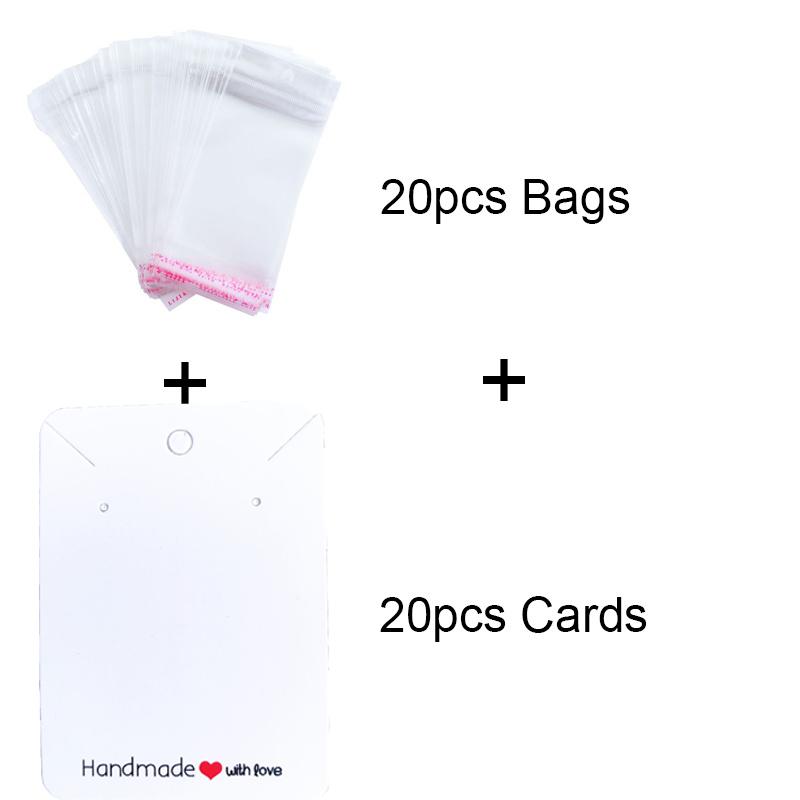 20sets Bracelets Display Cardboard Holders With Self Adhesive OPP Bags Necklace Cards Organizers For Jewelry Packaging Making