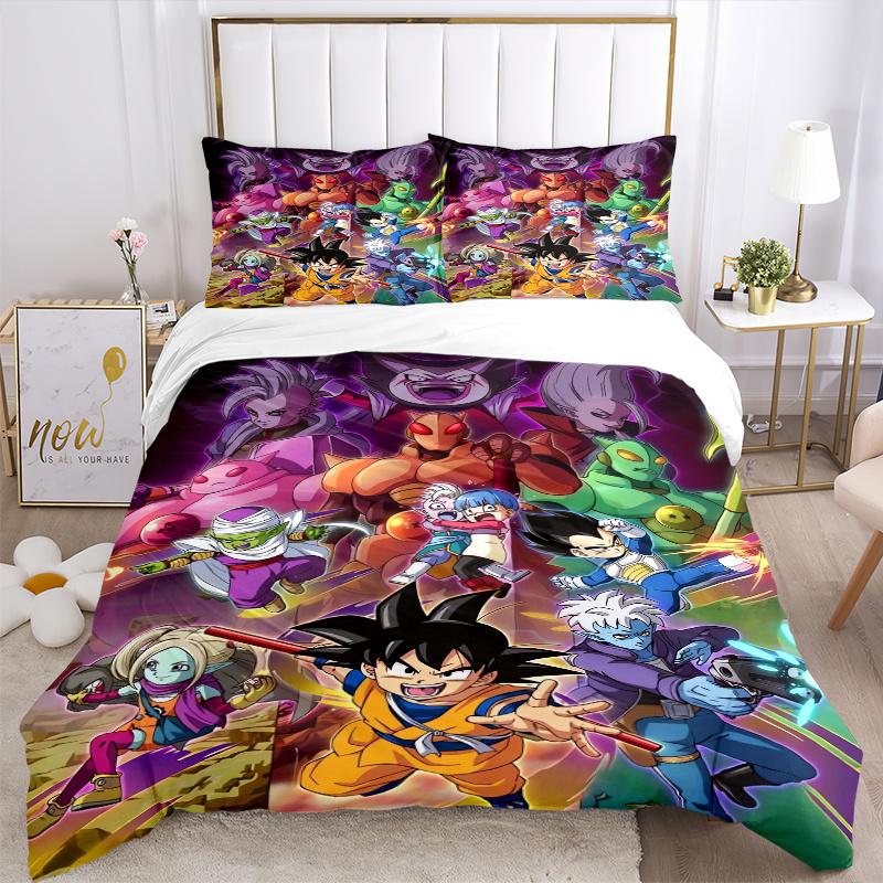 3pcs Dragon Ball Heroes Bedding Set Includes Quilt Cover and Pillowcases, Suitable for All Seasons H028