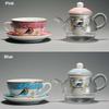 Flower Tea Pot Ceramic Teacup Saucer Heat Resistant Glass Teapot Filter Porcelain Office Coffee Cup Mug Afternoon Set