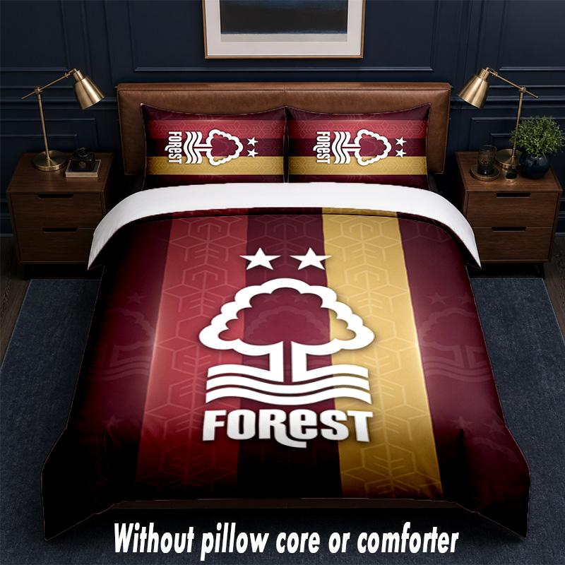 Nottingham Forest Design Bett Bettwäsche-Set 1 Bettbezug + 2 Kissenbezüge Weich Atmungsaktiv Haushalt Bettwäsche
