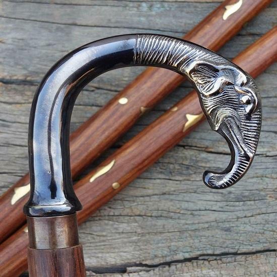 Steampunk Langer Gehstock Spazierstock AL Griff Holzstock Bestes Weihnachtsgeschenk