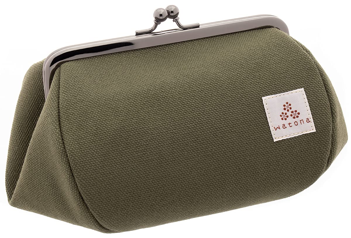 

Watona Canvas Cosmetic Large Pouch, 4.5 inches, (Olive Green)