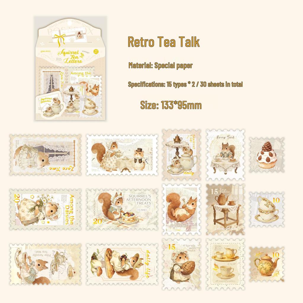 Mu Ran Retro Stamp & Postcard Stickers - Old Dream Series DIY Gift Box for Cute Journal Decoration
