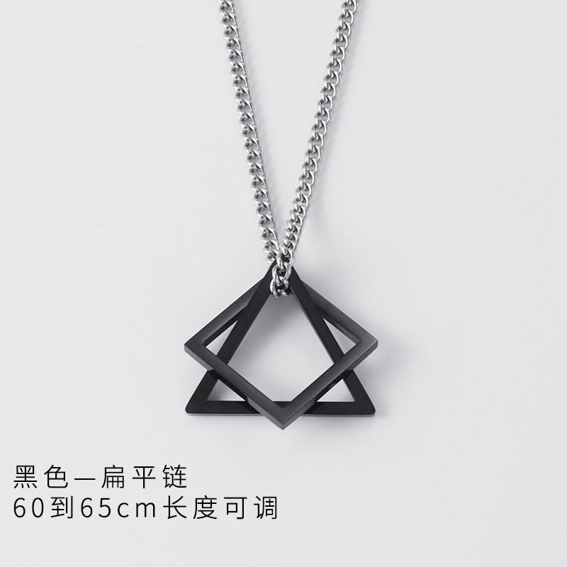 Geometric Triangle Square Combination Titanium Steel Hip-Hop Necklace Men'S Trendy Handsome Soil Cool Simple Pendant Accessories
