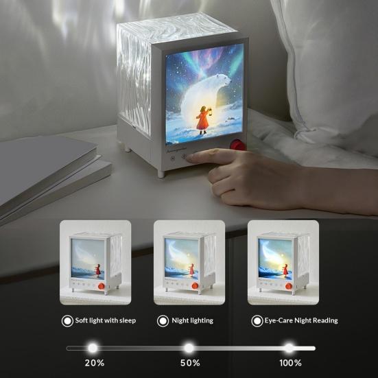 Aurora Projektor Nachtlicht mit Bluetooth-kompatiblem Lautsprecher Farbwechselndes LED Welleneffekt Nachtlicht Wiederaufladbare Nachttischlampe für Schlafzimmer