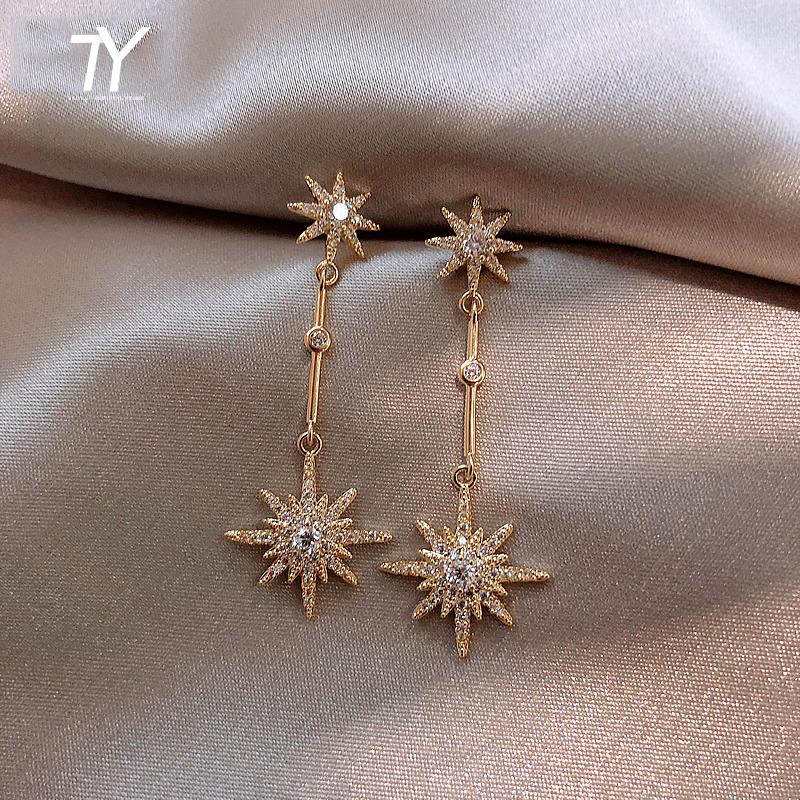 Fashion Crystal Star Long Earrings for Women with Earrings for Friends Gift Trendy Earrings Exaggerated Earrings
