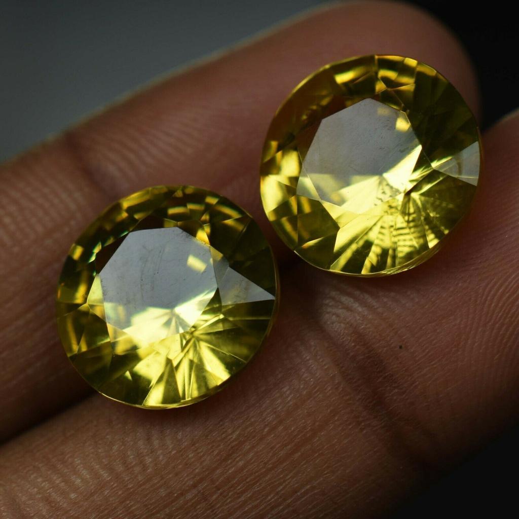 Natural Loose Gemstone Sapphire Yellow Round Cut 16.90 Ct   Earing Size