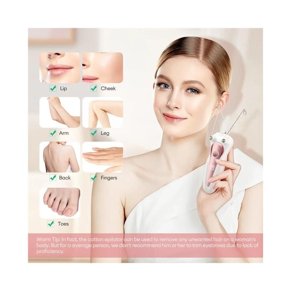 Épilateur Électrique à Fil de Coton pour Femmes, Rechargeable, pour le Visage, le Corps et les Jambes.  Épilateur avec Écran LCD.