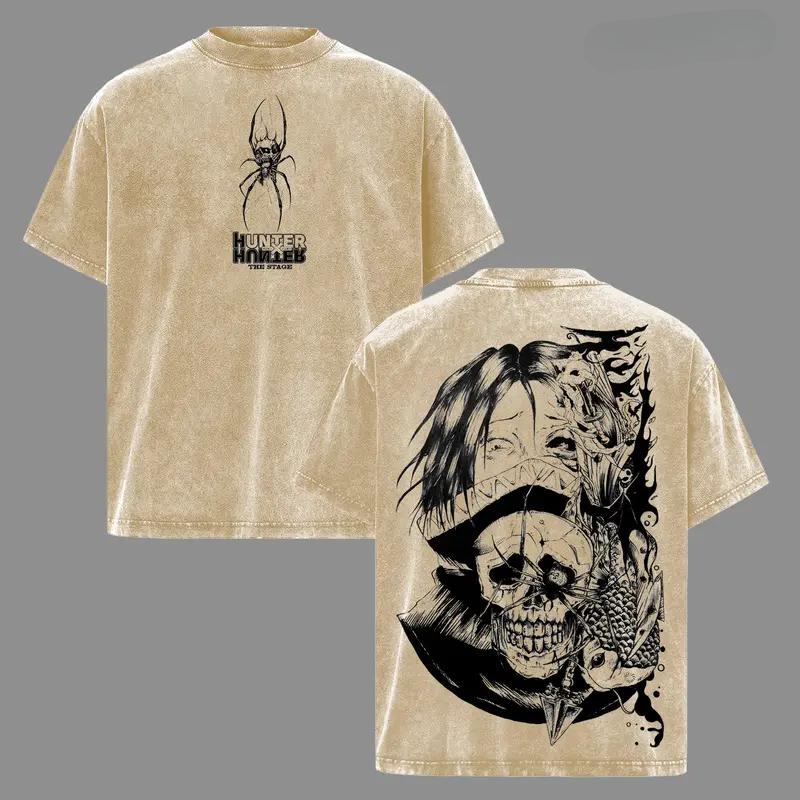 Hot Anime Hunter X Hunter Feitan Portor Clothing Men Women Short Sleeve Tshirts Washed Cotton Tee Retro T-shirt Harajuku T Shirt