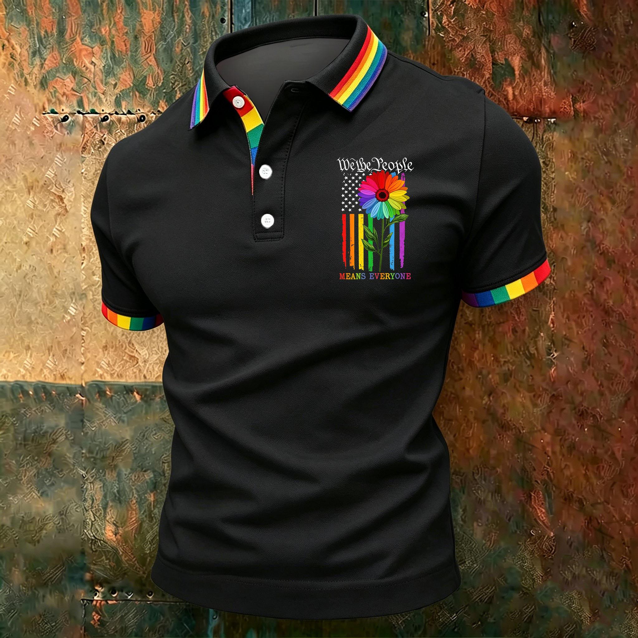 

Men s Casual Gradient Polo Shirt Short Sleeve Button Down Collar Lightweight Breathable Fabric Summer Wear XXL чёрный