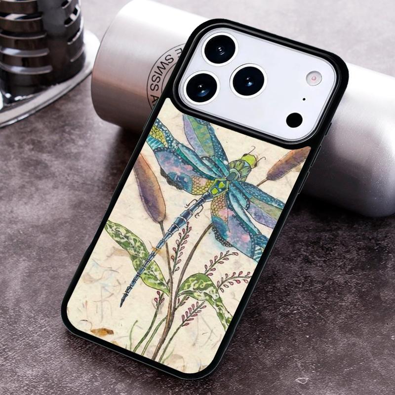 Luxury Dragonfly Phone Case for iPhone 17 16 15 Pro Max Air 14 13 12 11 Plus Shockproof Capa Cover