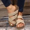 Fashion New Summer Women Sandals Sexy Open Toe Broad Band Crossover Slip-On Thick Platform Shoes Casual Flat Slippers Platform Sandals