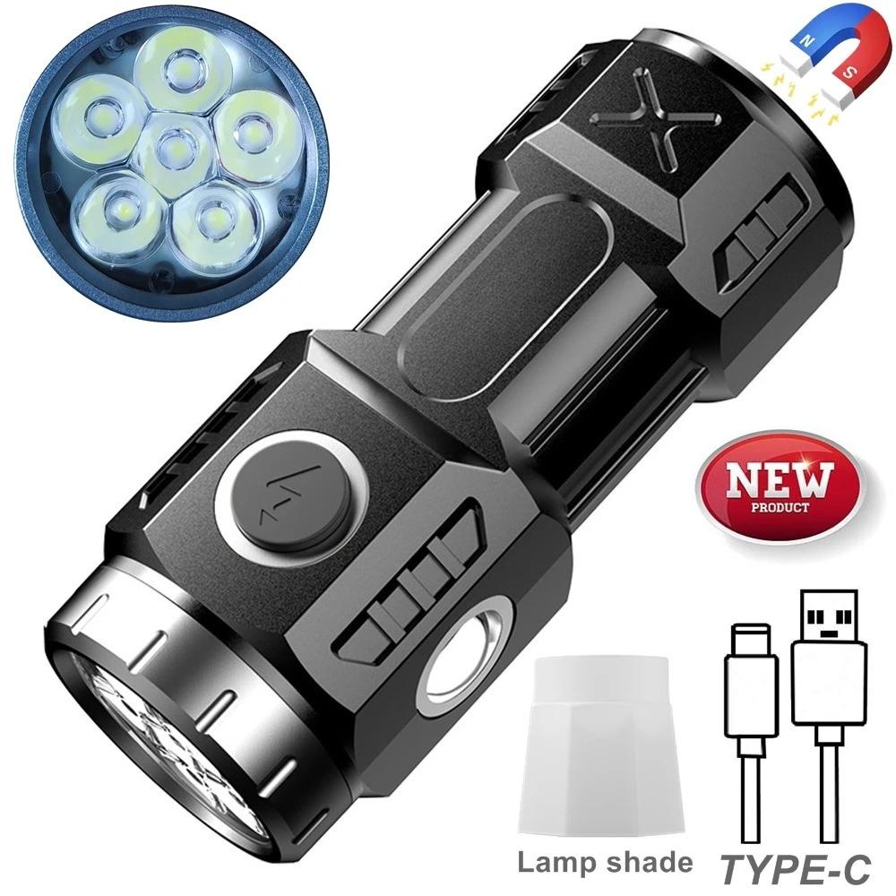 Super Bright Mini 6LED Flashlight Pen Clip And Tail Magnet Builtin Battery USB Charge Outdoor Portable Torch Emergency Lamp