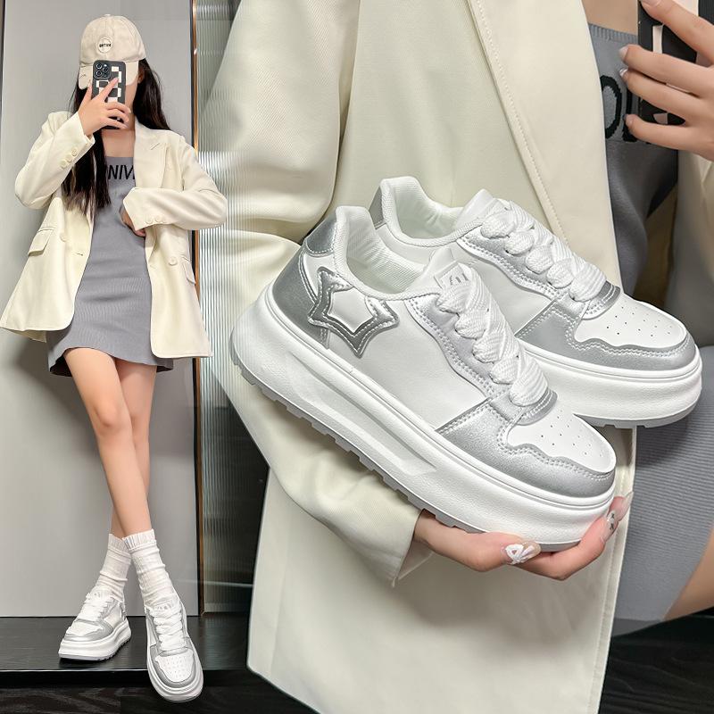 Spring and Autumn New Sports and Leisure Ins Platform Leather Single Shoes Board Shoes