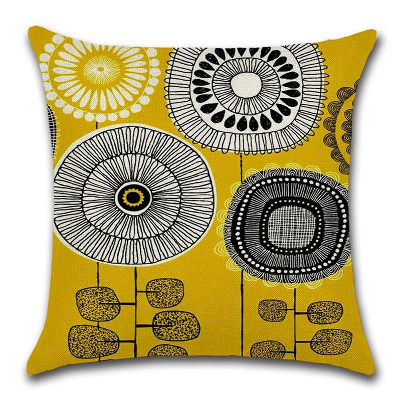 Elegant Fashion Flower Cotton Linen Cushion Cover For Home Bed Sofa Decor 45cm