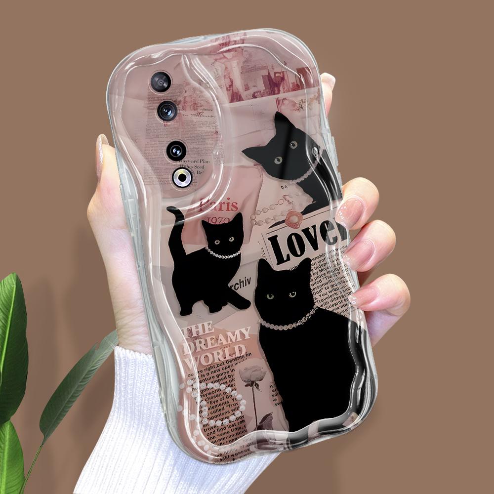 

Милый мультяшный узор, кремовая текстура, мягкий силиконовый чехол с волнистыми краями, чехол для телефона для Huawei Honor Infinix Tecno iPhone Honor 90 5G прозрачный