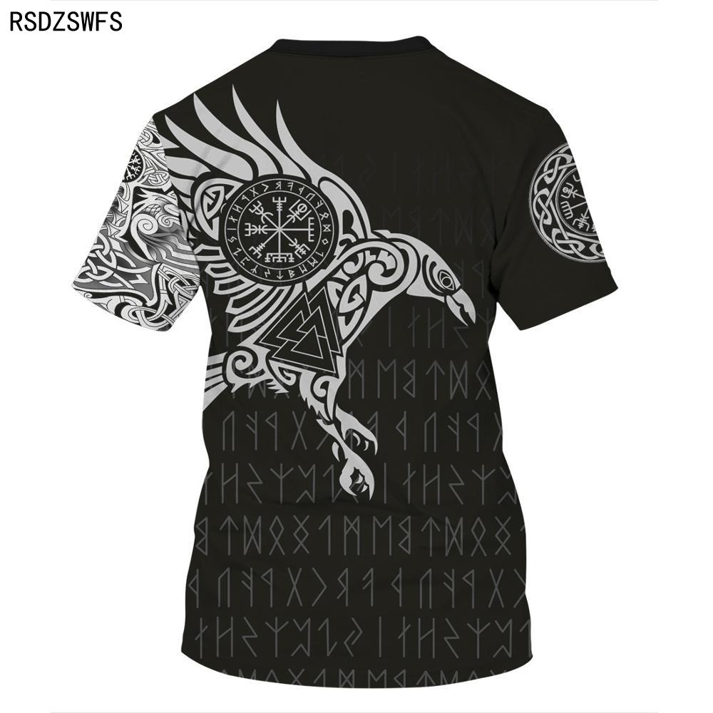 2020 Neue Mode für Männer Hoodies 3D-Druck Viking Tattoo T-Shirt T-Shirts Shorts Ärmel Bekleidung Unisex nordischen Cosplay lustige Streetwear