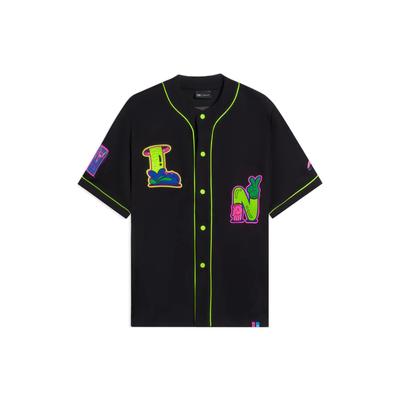 Li-Ning X Steven Harrington Embroidered Cartoon Print Single-Breasted Short Sleeve Jacket Men Jackets Black AFDSC23-1