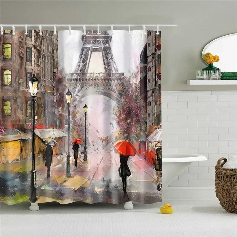 3D Scenic Landscape Seaside Beach Trees Flowers Shell Bath Curtain Shower Curtains for Bathroom Waterproof Polyester Frabic Hook