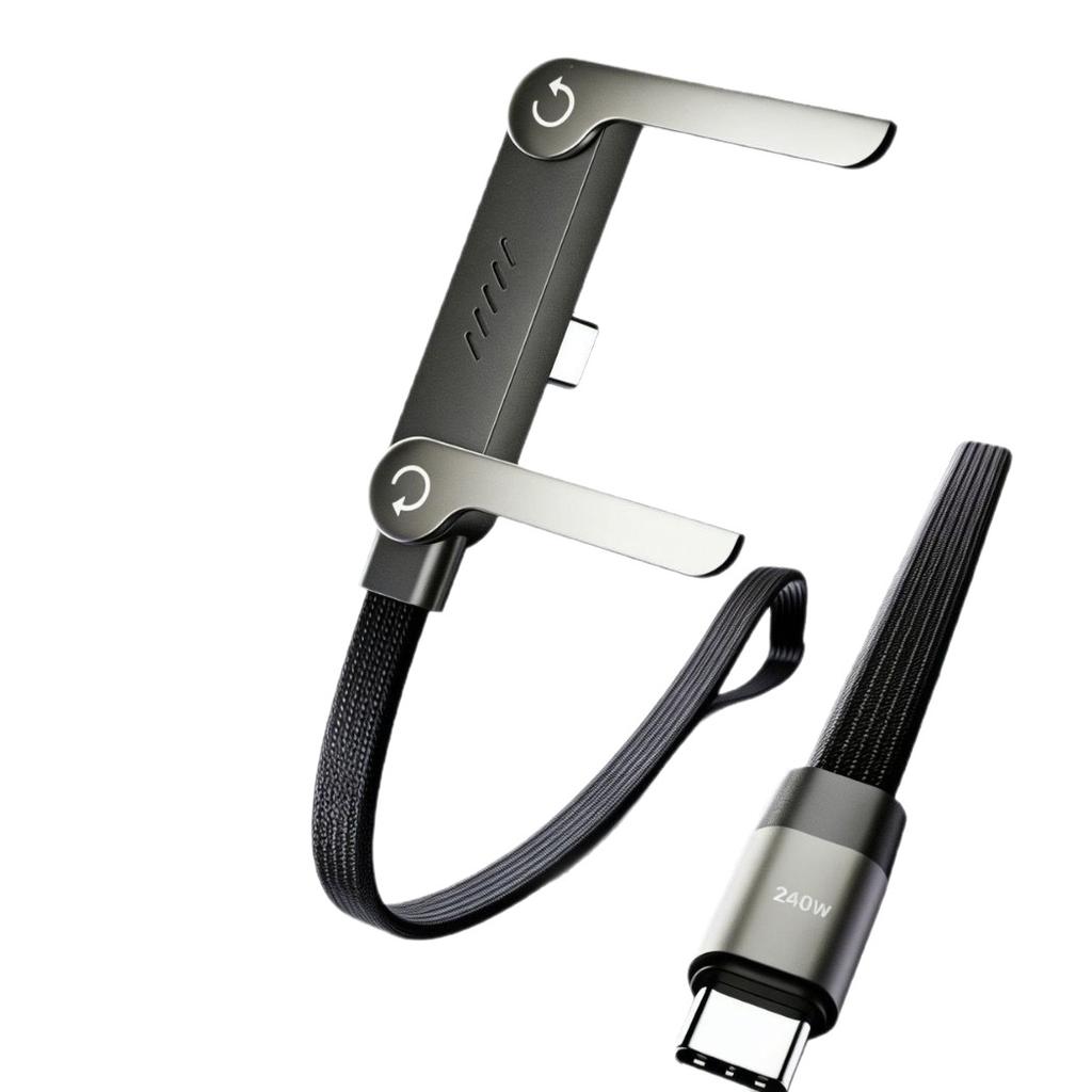 Cavo di Ricarica Pieghevole Con Supporto Integrato Cavo di Ricarica Rapida Telefono Tablet 240W Cavo Dati Ultra-Rapido Supporto per Telefono