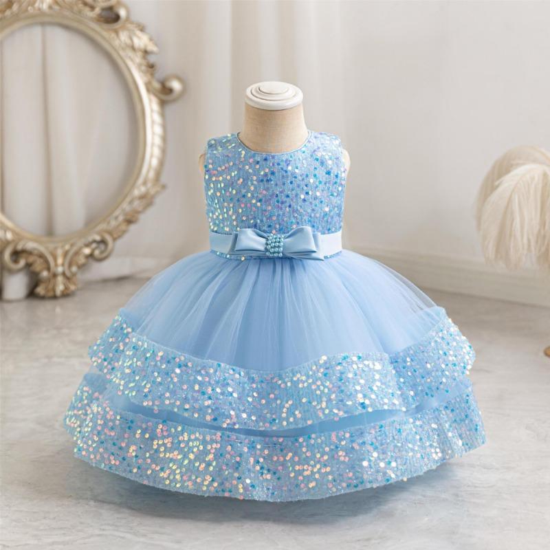 Mädchen Pailletten Prinzessinnenkleid Kinder Geburtstagsparty Formelles Auftrittskleid
